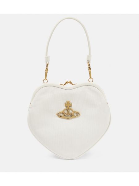 Usnjena torbica za čez ramo z vzorcem srca Vivienne Westwood bela