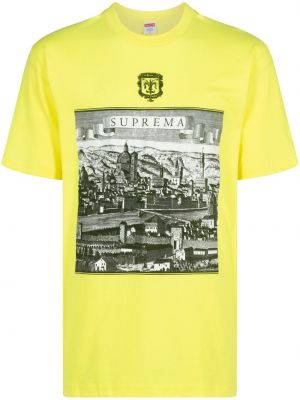 Памучна тениска Supreme жълто