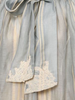 Čipkované hodvábne ľanové mini šaty Zimmermann modrá