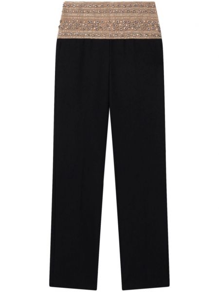 Křišťálové vlněné rovné kalhoty Stella Mccartney černé