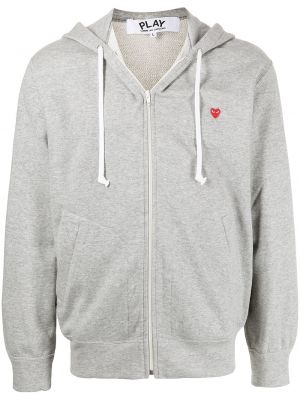Herzmuster hoodie mit reißverschluss Comme Des Garçons Play grau