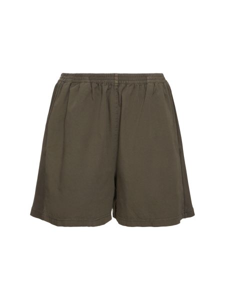 Pantalones cortos de algodón de tela jersey The Row caqui