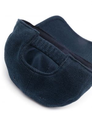 Jedwabna haftowana czapka z daszkiem Kiton niebieska
