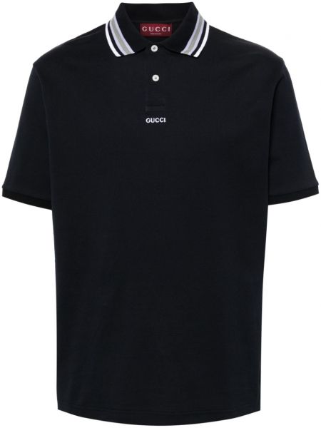 Poloshirt med broderier Gucci blå