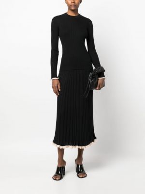 Kašmírové hedvábné dlouhé šaty s dlouhými rukávy Proenza Schouler černé