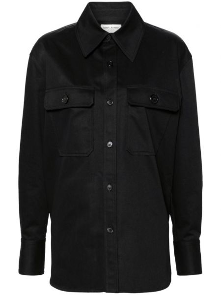 Βαμβακερό πουκάμισο Saint Laurent μαύρο