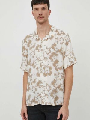 Koszula w kwiatki z krótkim rękawem Ck Calvin Klein beżowa