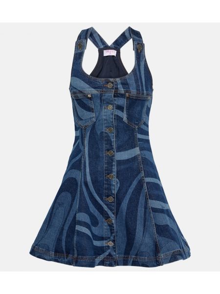 Sukienka jeansowa z nadrukiem Pucci niebieska