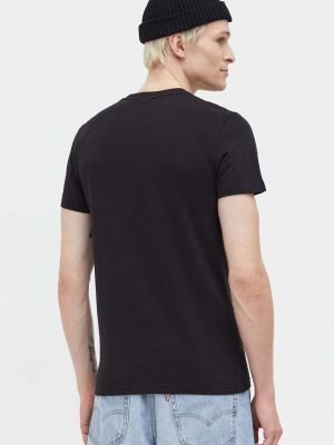 Bavlněné tričko s potiskem Superdry černé
