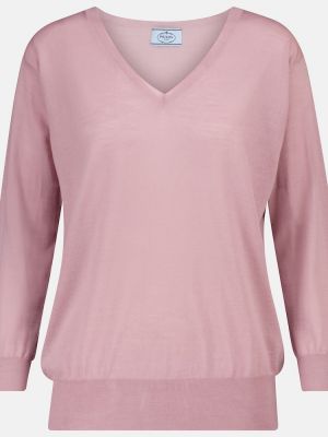 Sweter wełniany Prada różowy