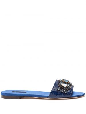 Sandali s kristali Dolce & Gabbana modra