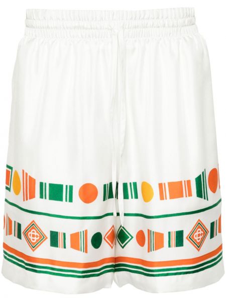 Pantaloni scurți de mătase Casablanca alb