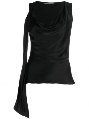 Top brez rokavov z draperijo Alberta Ferretti črna