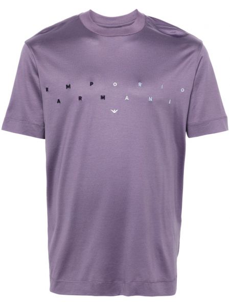 Lyocell t-shirt mit stickerei Emporio Armani lila
