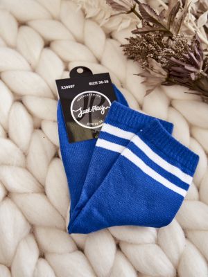 Pruhované bavlnené športové ponožky Kesi modrá
