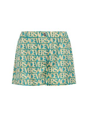 Pantaloni scurți de mătase cu imagine Versace
