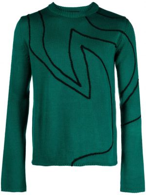 Пуловер с принт с кръгло деколте Av Vattev зелено
