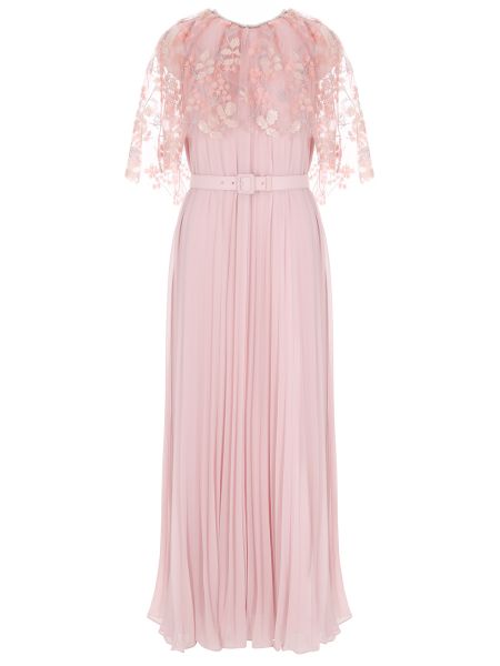 Плиссированное вечернее платье Self-portrait розовое