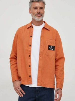 Denim srajca Calvin Klein Jeans oranžna