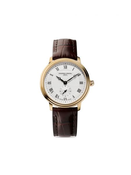 Kello nahkarannekkeella Frederique Constant valkoinen