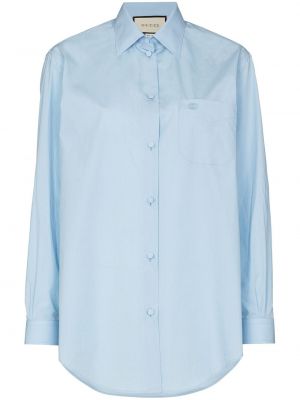 Camisa con botones manga larga Gucci azul