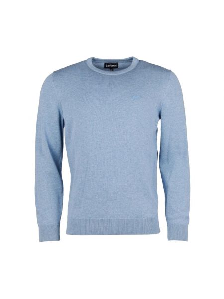 Sweter bawełniany z okrągłym dekoltem Barbour niebieski