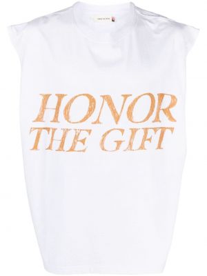 Raštuota medvilninė marškiniai Honor The Gift balta