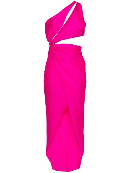 Asimetrična satenska maksi haljina Amen ružičasta
