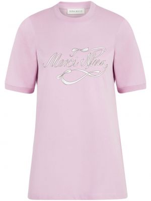 Kokvilnas t-krekls Nina Ricci rozā