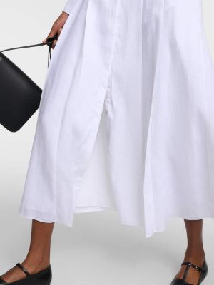 Plisovaná ľanová midi sukňa Gabriela Hearst biela