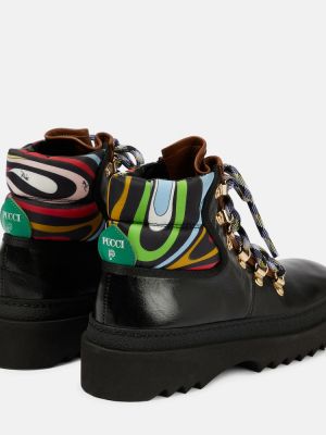 Leder ankle boots mit print Pucci