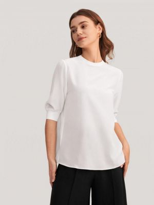 Женская элегантная повседневная шелковая футболка с манжетами в рубчик LILYSILK