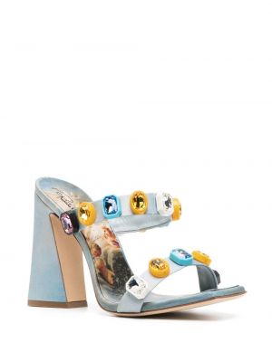 Sandale mit print mit kristallen Roberto Cavalli