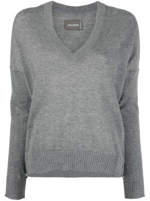 Kašmírový svetr s výstřihem do v Zadig&voltaire šedý