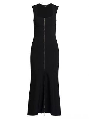Платье миди с квадратным вырезом с рюшами Giorgio Armani черное