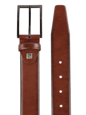 Кожаный ремень с пряжкой Pierre Cardin коричневый