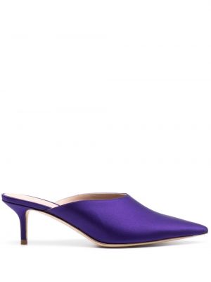 Papuci tip mules din satin Scarosso violet