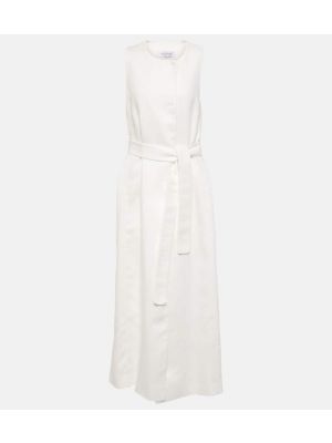 Λινή μίντι φόρεμα Max Mara λευκό