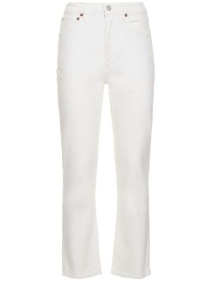 Proste jeansy z wysoką talią bawełniane Agolde białe