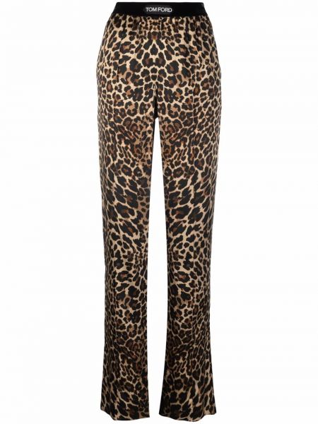 Pantalones rectos con estampado leopardo Tom Ford verde