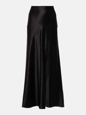 Hodvábna saténová dlhá sukňa Saint Laurent čierna