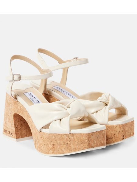 Plattform lær sandaler Jimmy Choo hvit