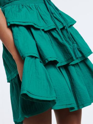 Памучна рокля с волани Ulla Johnson зелено