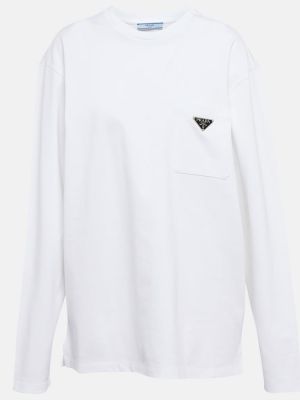 Kokvilnas t-krekls džersija Prada balts