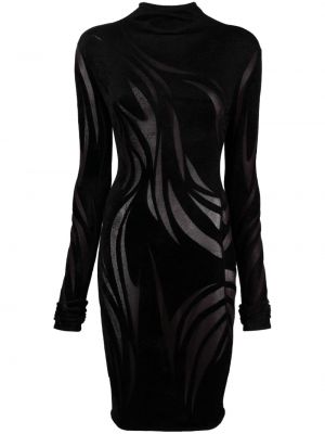 Priehľadné koktejlkové šaty Mugler čierna