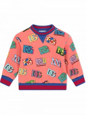 Trykt bomull sweatshirt for jenter Dolce & Gabbana Kids rosa