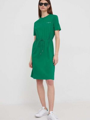 Sukienka midi bawełniana Tommy Hilfiger zielona