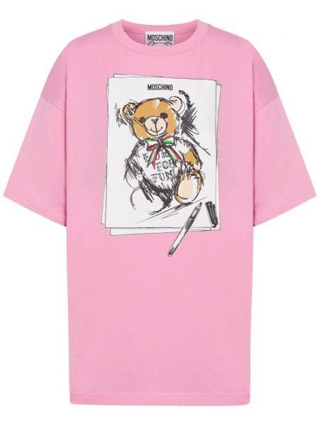 Puuvilla t-paita Moschino pinkki