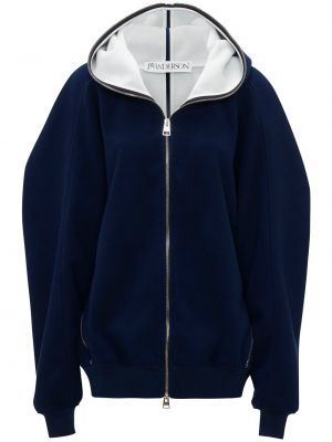 Mikina s kapucí na zip relaxed fit Jw Anderson modrá