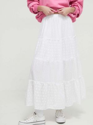 Pamučna maksi suknja Hollister Co. bijela